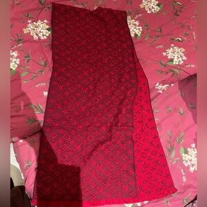 Louis Vuitton Burgundy and Red Monogram Scarf